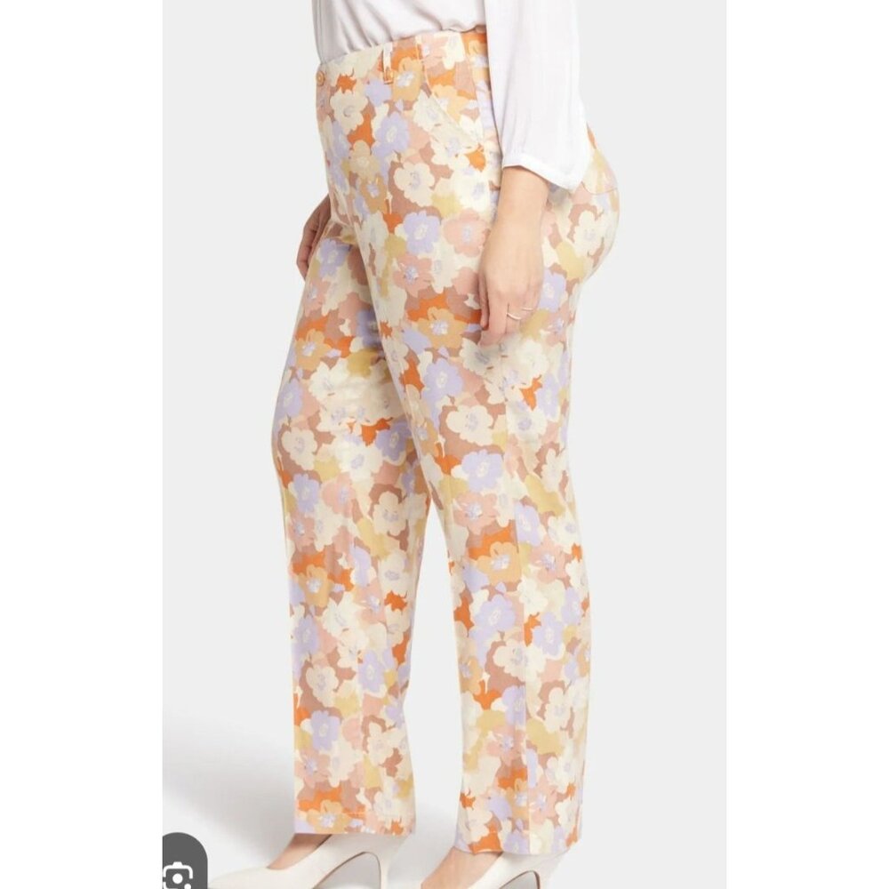 NYDJ Women's Linen Blend Marilyn Straight Pants Size 18 W